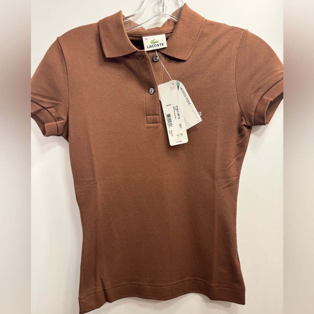 Lacoste Pique Caramel Polo Shirt SIZE 34